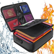 Qniglo Fireproof Waterproof Document Box  Bag 2500℉ 14.2''× 10.6''× 3.9'' w Lock