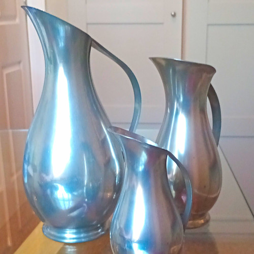 Midcentury pewter swan neck - midcentury,