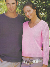 Ladies Sweater V-neck Sweater Knitting Pattern Raglan Sleeves DK 32-46" 1467