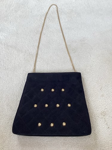 Gina black suede evening bag - suede,