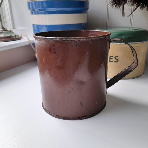 Vintage enamel jug cup tin - enamel,