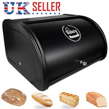 Large Bread Box Roll Top Bin Storage Loaf Kitchen Counter Organiser Metal UK