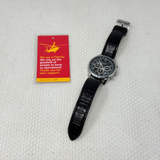 Sekonda Black Leather Strap Wrist Watch Chronograph UNTESTED   #15  D4