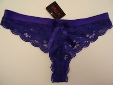Bnwt La Senza 8 10 12 14 16 18 Thong Purple Lace Satin Bow