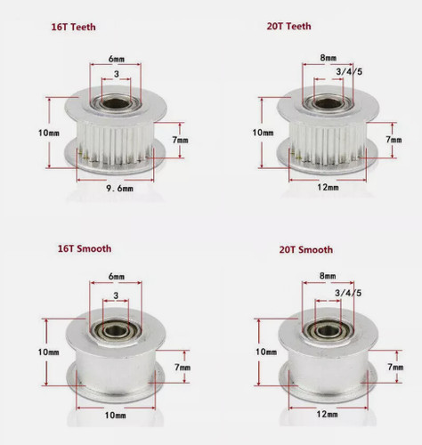 Gt2 drive pulley idler - idler, 3mm&5mm