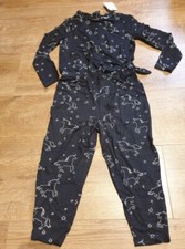 Next Girls Black Unicorn Jumpsuit Size: 4 year BNWT