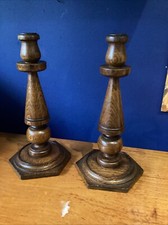 Pair Of Oak Wooden Candle