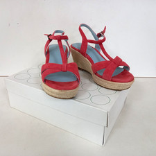 Boden Salmon Pink Suede Wedge Sandals 5 (38) Boxed