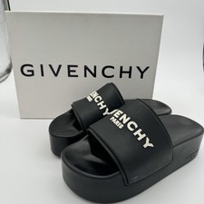 Givenchy Paris Slide Sandals Black Chunky Platform 39 Italy Logo Shoes Box 8.5