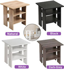 3-Tier Wooden Storage Side End Table Shelf Drawer Living Room Coffee Tea Modern