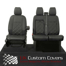 FORD TRANSIT CUSTOM FRONT SEAT COVERS LEATHERETTE TAILORED (2013-2023) BLACK 237