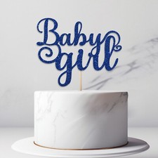 Baby Girl Cake Topper Baby Shower It's a Girl Gender Reveal Cake Decor Glitter