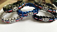 Oval HELP for HEROES charm on Striped Paracord Bracelet (Various Size/Colour).