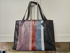 Large Leather Radley Handbag With Laptop Compartment Black Purple Stripe