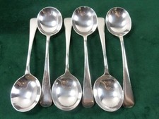 6 Nice Vintage John Turton Soup Spoons Old English Pattern Silver Plated