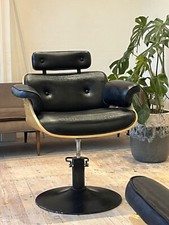 Chloe Leather hairdresser Chair - Black/Wood 