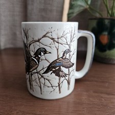 Otagiri Japan Mallard Duck Coffee Mug Cup Beige Brown Raised Design 