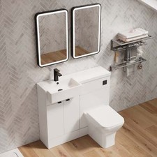 Hudson Reed 1000mm Combi Unit Black & Semi Recessed Square Basin Gloss White