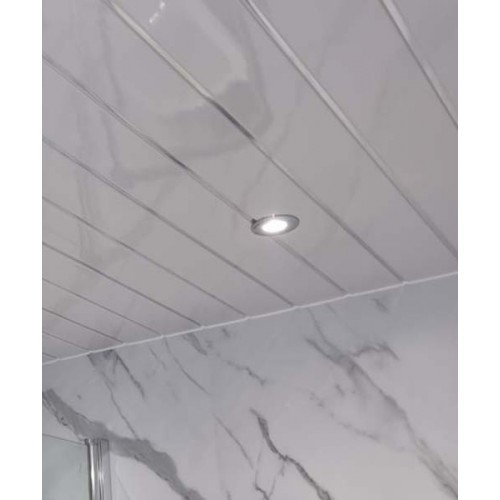 White gloss silver strip - silver,