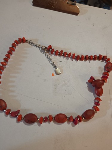 Red beaded necklace - beaded,