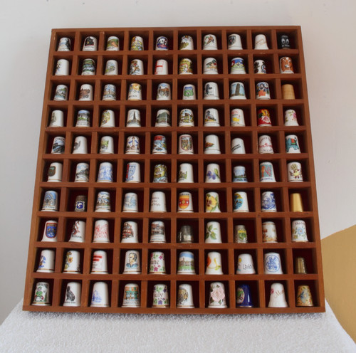Wood thimble display case