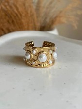 Gold plated white pearl