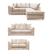 Casper Beige Corner Sofa L Shaped Chenille Fabric Left Right 3 & 2 Seater Modern