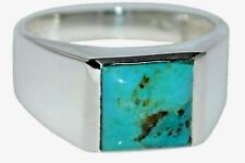 Stunning Turquoise Signet Ring Genuine Gems Mens Sizes M to Z5 Sterling SILVER