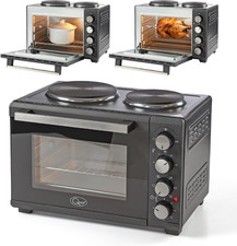 Quest 35379 26L Twin Hob Countertop Rotisserie and Convection Mini Oven/Adjustab