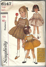 Simplicity Sewing Pattern 6147, Child's Vintage Smocked Dress, Size 2 Chest 21"