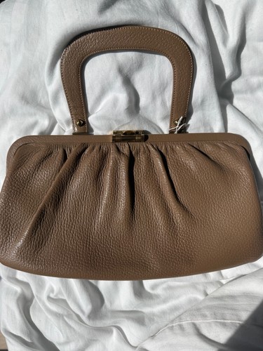 Vintage 1940s taupe leather - vintage,