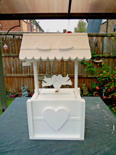 Wooden Wedding wishing well post box with beautiful doves and hearts plus rings-