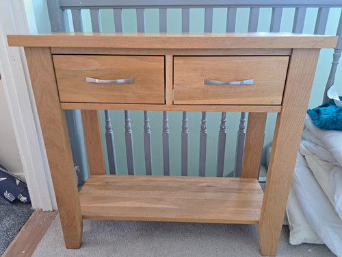 Solid oak side table - side,