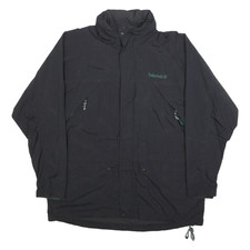 TIMBERLAND Mens Black Jacket L Polyester Blend Plain Zip Casual Outdoor Wear