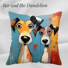 Comical Dog and Puppy Art Novelty Cushion COVER 45cm x 45cms