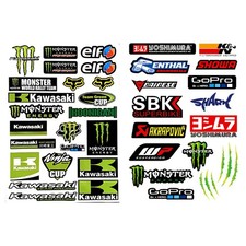 39x Stickers - MONSTER Kawasaki Motorbike Moto GP Dirt Pit Bike Quad ATV Decal