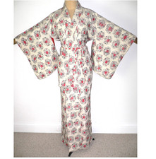 1930s VINTAGE JAPANESE KIMONO OFF WHITE, SILK, MEISEN, LINED & OBIJIME BELT