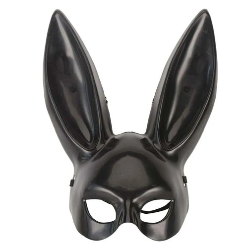 Black white rabbit mask - white,