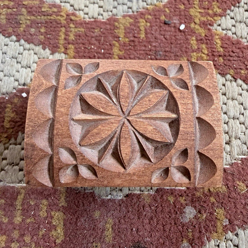 Small carved wooden floral - small,