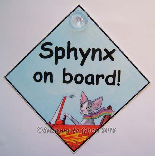 Sphynx cat art sign - on, board