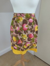 Vintage Retro Waist Tie Half Apron Pinny Fruit Platten Pockets & Frilly Edge 