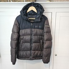 Napapijri Mens Hornelen Brown Black Puffer Coat Jacket Back Logo Size S