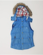 JACK WILLS Womens Hooded Padded Gilet UK 8 Small Blue Nylon CZ08