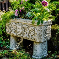 Very Heavy Lion Design Planter Trough With Legs  by DGS Statues UK 65KGS