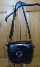 Ladies Black TOPSHOP  Faux Croc/Suede Small Cross Body/Shoulder Bag