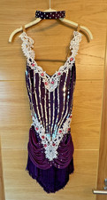 Latin dance competition dress 8-12 Cha Cha Samba Sexy Rhinestones Fringing NWOT