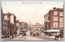 c1905 Maidstone High Street Postcard - View from the Bridge with Tram