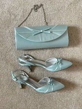 Country Casuals Aqua size 7 Shoes and Matching Bag - ideal Wedding 