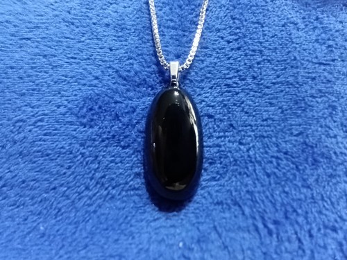 Black agate pendant - black,