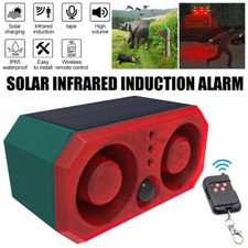 Solar Power Motion Sensor Sound Light Alarm Dog Barking Gunshots Repelle